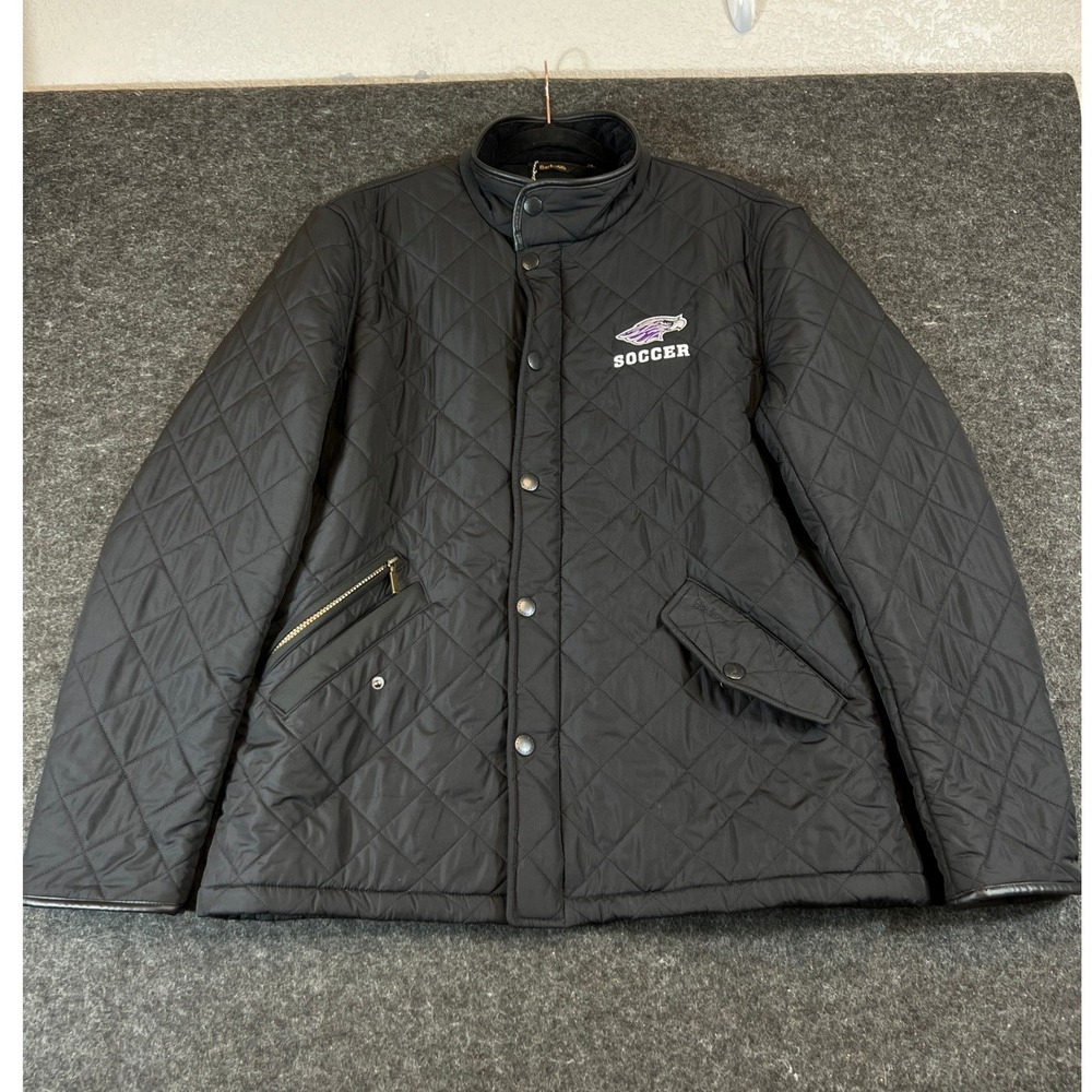 UW Whitewater Barbour Quilted Jacket Mens XL Black Full Zip UWW Warhawks Soccer